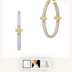 FREIDA ROTHMAN SIGNATURE NWOT PAVÉ DOUBLE ROW CLOVER HOOP EARRINGS